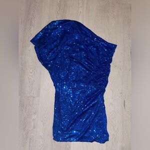Umgee blue sequin one shoulder dress